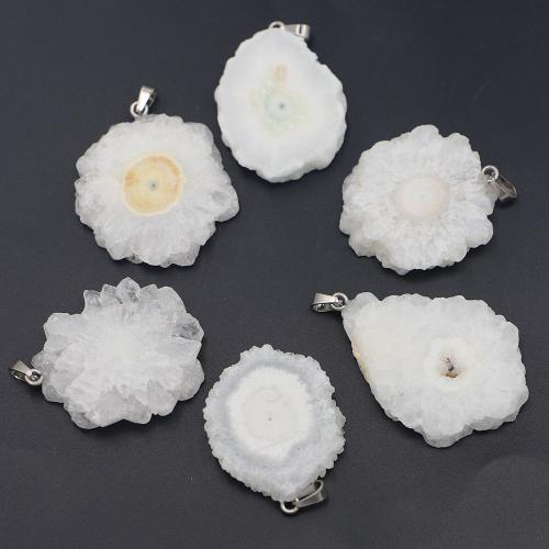 Agate Jewelry Pendants, White Agate, irregular, silver color plated, DIY, white, Size: 35-25mmu00d78-6mm, Sold By PC