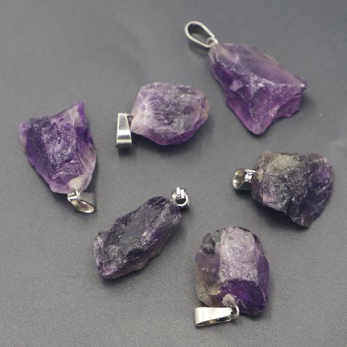 Pendentifs quartz naturel, améthyste, Irrégulière, DIY, violet, Size: 30-15x20-10MM, Vendu par PC