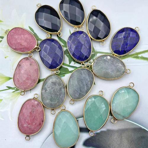 Gemstone Connector, Natural Stone, with Brass, DIY & different materials for choice, more colors for choice, nickel, lead & cadmium free, 22x32mm, Sold By PC