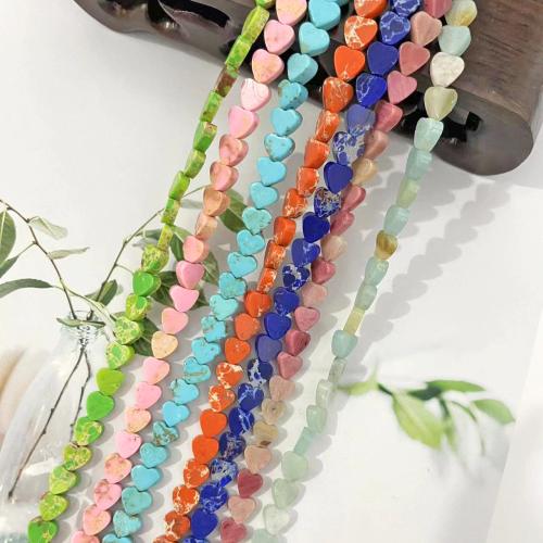 Perles bijoux en pierres gemmes, Pierre naturelle, coeur, DIY & différents matériaux pour le choix, plus de couleurs à choisir, 6mm, Environ 60PC/brin, Vendu par brin