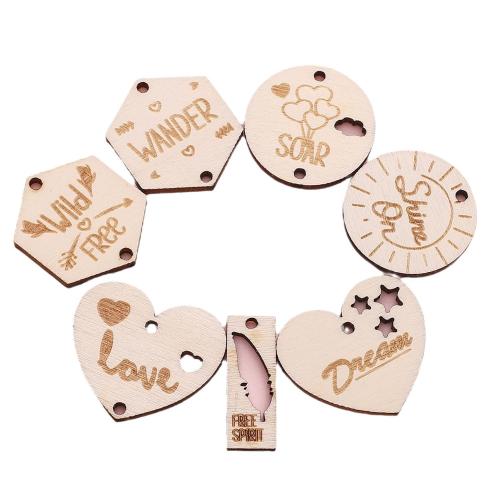 Pendentifs en bois, DIY & modèles différents pour le choix, plus de couleurs à choisir, 5PC/sac, Vendu par sac