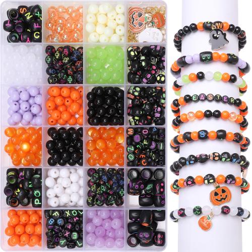 Acrylic Jewelry Beads, with Tibetan Style, DIY, more colors for choice, Sold By Box