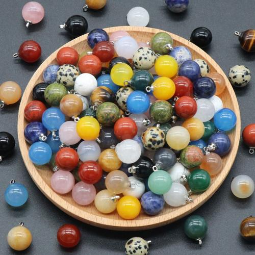 Gemstone Pendants Jewelry, Natural Stone, Round, DIY & different materials for choice, more colors for choice, Sold By PC