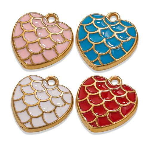 Stainless Steel Heart Pendants, 304 Stainless Steel, gold color plated, DIY & enamel, more colors for choice, 5PCs/Bag, Sold By Bag