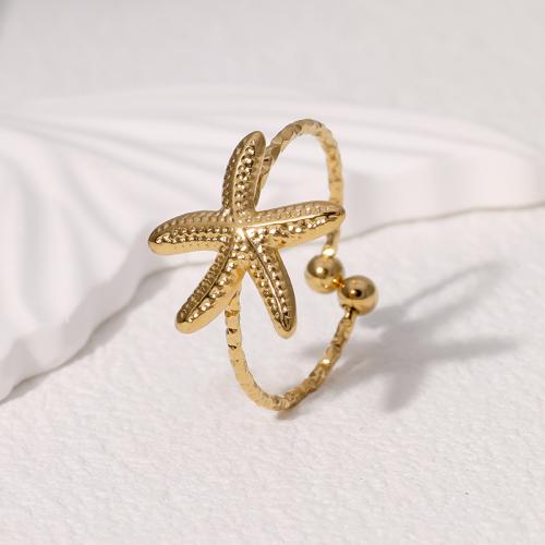 Stainless Steel Finger Ring, 304 Stainless Steel, Starfish, plated, fashion jewelry & for woman, more colors for choice, Sold By PC