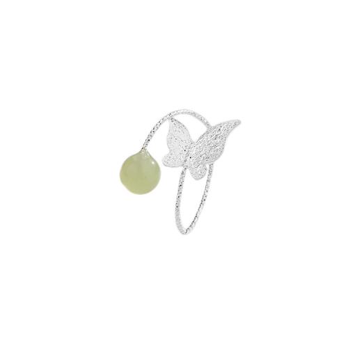 Brass Finger Ring, Butterfly, plated, Imitation Hetian Jade & for woman, more colors for choice, Sold By PC