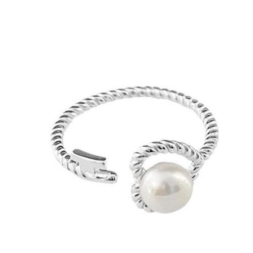 Brass Finger Ring, with Plastic Pearl, plated, for woman, more colors for choice, Sold By PC