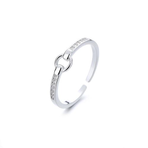 Cúbicos Circonia Micro Pave anillo de latón, metal, chapado, micro arcilla de zirconia cúbica & para mujer, color de platina, Vendido por UD