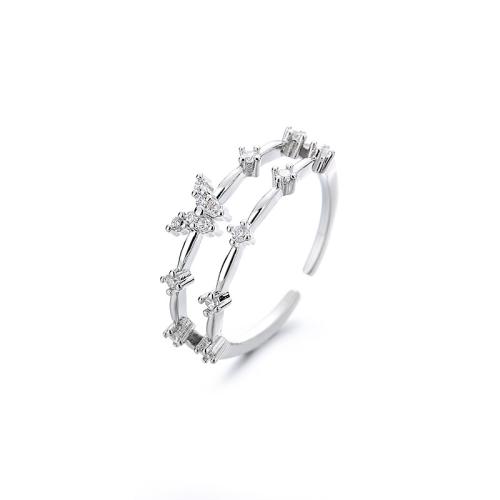 Cúbicos Circonia Micro Pave anillo de latón, metal, chapado, micro arcilla de zirconia cúbica & para mujer, más colores para la opción, Vendido por UD