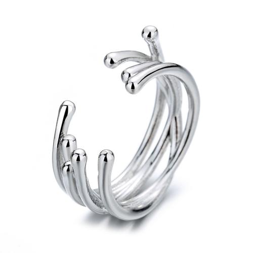 Brass Finger Ring, plated, for woman, platinum color, Sold By PC