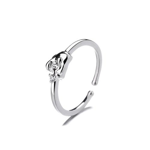 Cúbicos Circonia Micro Pave anillo de latón, metal, chapado, micro arcilla de zirconia cúbica & para mujer, color de platina, Vendido por UD