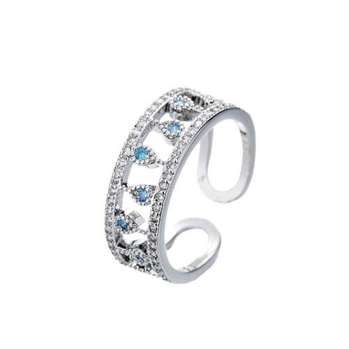 Cubic Zirconia Micro Pave Brass Ring, plated, micro pave cubic zirconia & for woman, platinum color, Sold By PC