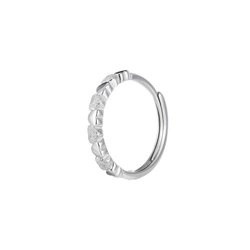 Brass Finger Ring, Heart, plated, for woman, platinum color, Sold By PC