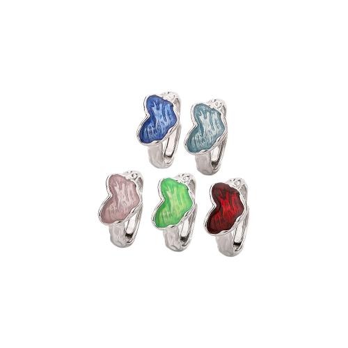 Brass Finger Ring, Heart, plated, for woman & enamel, more colors for choice, Sold By PC