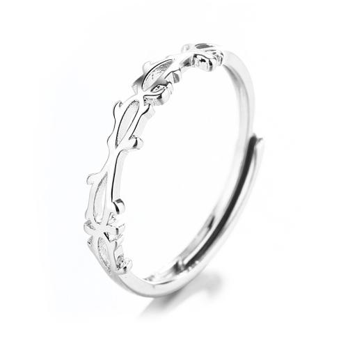 Brass Finger Ring, plated, for woman, platinum color, Sold By PC