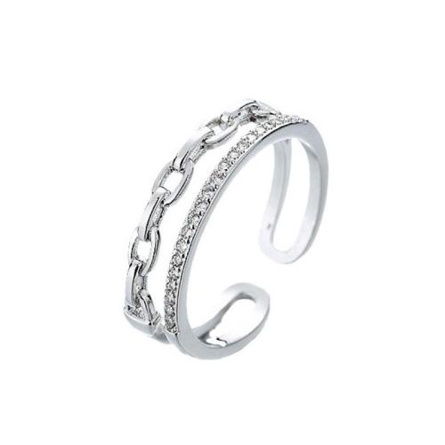 Cúbicos Circonia Micro Pave anillo de latón, metal, chapado, micro arcilla de zirconia cúbica & para mujer, color de platina, Vendido por UD