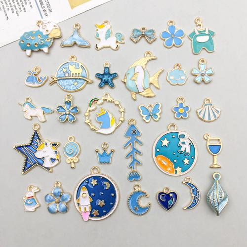 Tibetan Style Enamel Pendants, plated, DIY, 31PCs/Bag, Sold By Bag