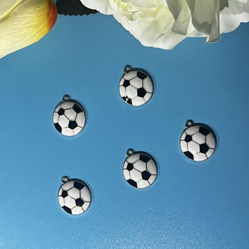 Tibetan Style Enamel Pendants, Football, plated, DIY, 17.80x21.30x1.60mm, 100PCs/Bag, Sold By Bag