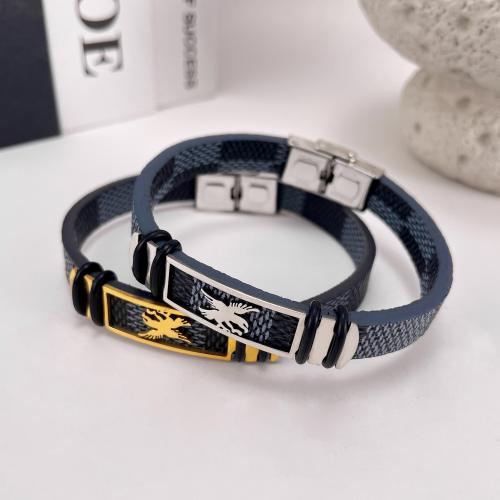 PU Leather Cord Bracelets, plated, for man, more colors for choice, 205mm, Sold By PC