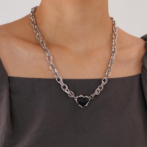 Stainless Steel Jewelry Necklace, 304 Stainless Steel, with Resin, plated, for woman, Length:41-50 cm, Sold By PC