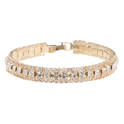 Bracelet en alliage de zinc, avec strass, Placage, bijoux de mode & pour femme, plus de couleurs à choisir, 8.50mm, Longueur:18 cm, Vendu par PC