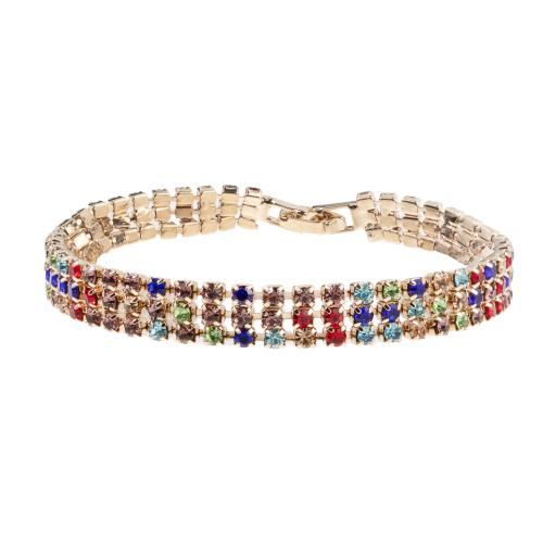 Tibetan Style Bracelet, with Rhinestone, plated, fashion jewelry & for woman, more colors for choice, 8.50mm, Length:18 cm, Sold By PC