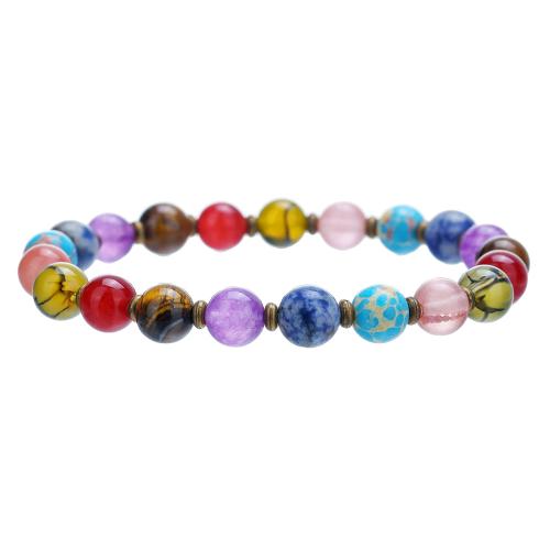 Bracelets de pierres précieuses, pierre gemme, bijoux de mode & unisexe, couleurs mélangées, 8mm, Longueur:18 cm, Vendu par PC