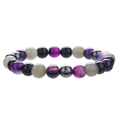 Gemstone Bracelets, fashion jewelry & Unisex, mixed colors, 8mm, Length:Approx 18 cm, Sold By PC