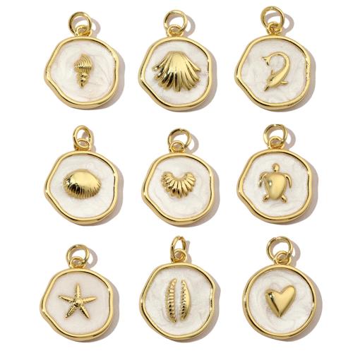 Brass Jewelry Pendants, gold color plated, DIY & different designs for choice & enamel, more colors for choice, nickel, lead & cadmium free, 14x20mm, 3PCs/Bag, Sold By Bag