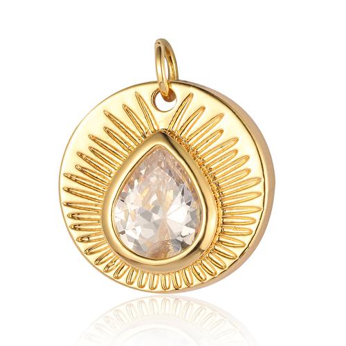 Cubique Pendentif en laiton zircon pavent, Placage de couleur d'or, Forme différente pour le choix & DIY & pavé de micro zircon, plus de couleurs à choisir, protéger l'environnement, sans nickel, plomb et cadmium, 6PC/sac, Vendu par sac