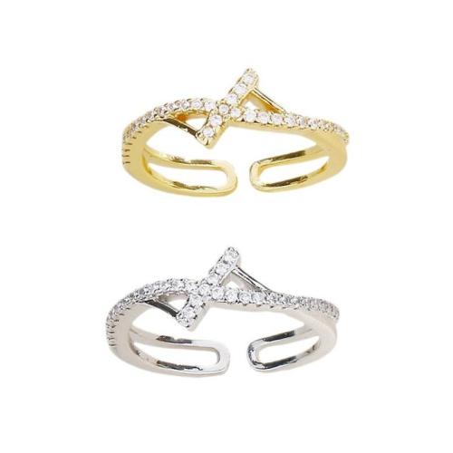 Cubic Zirconia Micro Pave Brass Ring, plated, micro pave cubic zirconia & for woman, more colors for choice, Sold By PC