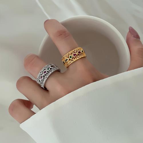 Cubic Zirconia Micro Pave Brass Ring, plated, micro pave cubic zirconia & for woman, more colors for choice, Sold By PC