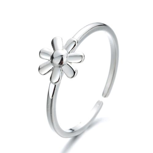 Brass Finger Ring, Daisy, plated, for woman, platinum color, Sold By PC