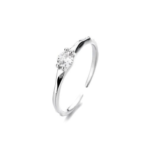 Cubic Zirconia Micro Pave Brass Ring, plated, micro pave cubic zirconia & for woman, platinum color, Sold By PC