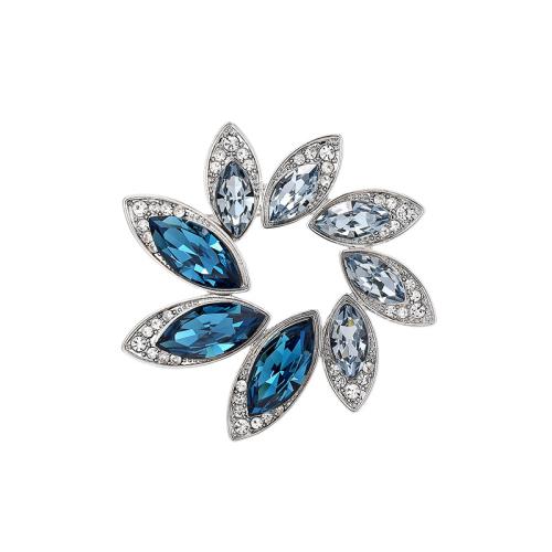 Crystal Brooch, Brass, with Austrian Crystal, plated, micro pave cubic zirconia & for woman, silver color, 41x42mm, Sold By PC