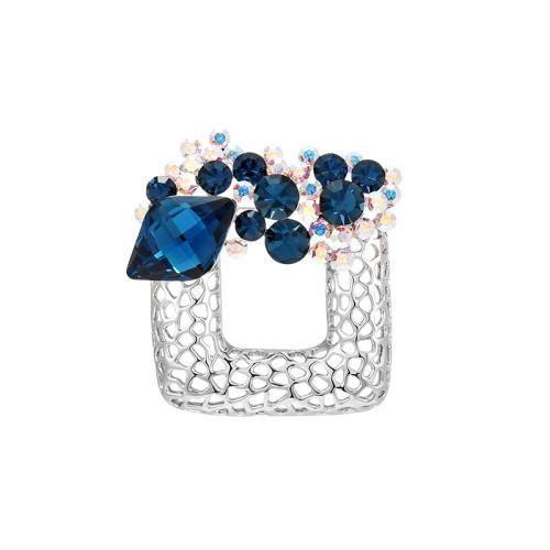 Crystal Brooch, Brass, with Austrian Crystal, plated, micro pave cubic zirconia & for woman, silver color, 51x49mm, Sold By PC