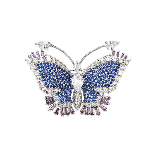 Fashion Brooch Jewelry, Brass, micro pave cubic zirconia & for woman, silver color, 33x44mm, Sold By PC