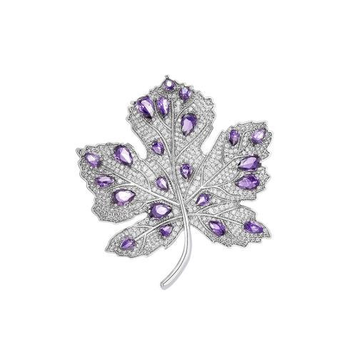 Fashion Brooch Jewelry, Brass, plated, micro pave cubic zirconia & for woman, silver color, 50x47mm, Sold By PC