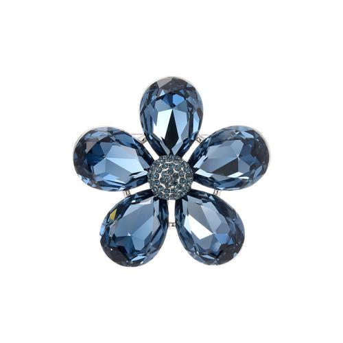 Broche cristal, laiton, avec Cristal autrichien, Placage, pavé de micro zircon & pour femme, argent, 55x55mm, Vendu par PC