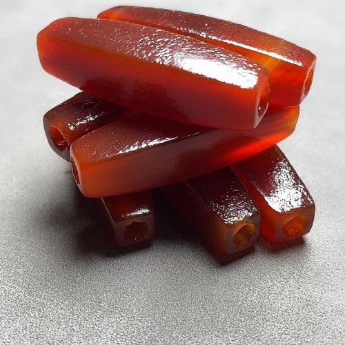 Natural Red Agate Beads, Geometrical Pattern, DIY, 10.50x40mm, Sold By PC