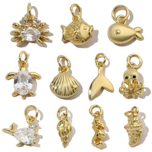 Cubic Zirconia Brass Pendants, with Cubic Zirconia, gold color plated, Different Shape for Choice & DIY, more colors for choice, nickel, lead & cadmium free, 3PCs/Bag, Sold By Bag