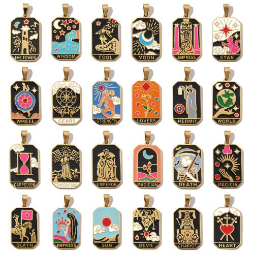 Stainless Steel Pendants, 304 Stainless Steel, Vacuum Ion Plating, DIY & different designs for choice & enamel, more colors for choice, 19x38mm, 3PCs/Bag, Sold By Bag