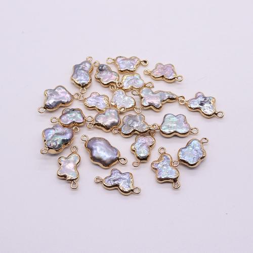 perle d'eau douce cultivée connecteur, avec laiton, papillon, Placage de couleur d'or, DIY & boucle de 1/1, about:22x12mm, Vendu par PC