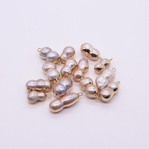 Freshwater Pearl Pendants, with Brass, Calabash, gold color plated, DIY, about:11x23mm, Sold By PC