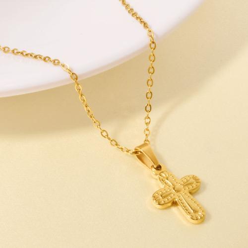 Stainless Steel Jewelry Necklace, 304 Stainless Steel, with 5CM extender chain, Cross, plated, for woman, more colors for choice, Length:40 cm, Sold By PC