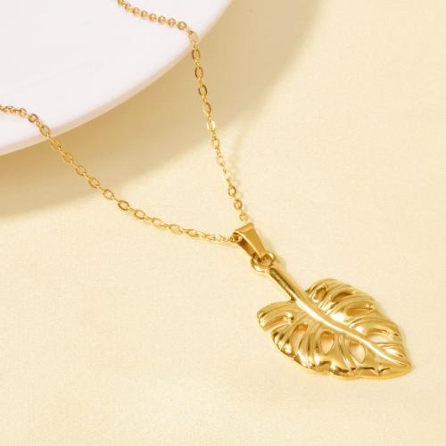 Stainless Steel Jewelry Necklace, 304 Stainless Steel, with 5CM extender chain, Leaf, plated, for woman, more colors for choice, Length:40 cm, Sold By PC