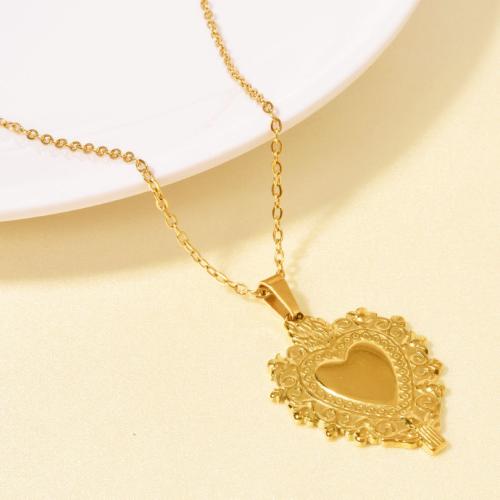 Stainless Steel Jewelry Necklace, 304 Stainless Steel, with 5CM extender chain, Heart, plated, for woman, more colors for choice, Length:40 cm, Sold By PC