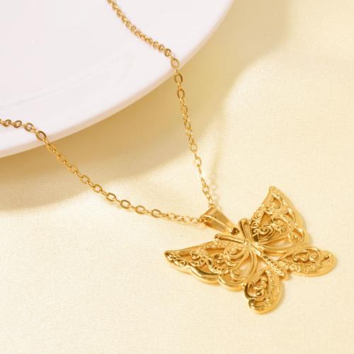 Stainless Steel Jewelry Necklace, 304 Stainless Steel, with 5CM extender chain, Butterfly, plated, for woman, more colors for choice, Length:40 cm, Sold By PC