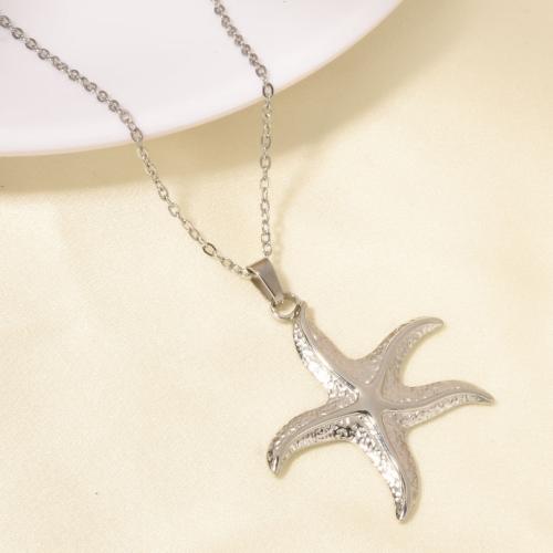 Stainless Steel Jewelry Necklace, 304 Stainless Steel, with 5CM extender chain, Starfish, plated, for woman, more colors for choice, Length:40 cm, Sold By PC