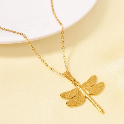 Stainless Steel Jewelry Necklace, 304 Stainless Steel, with 5CM extender chain, Dragonfly, plated, for woman, more colors for choice, Length:40 cm, Sold By PC